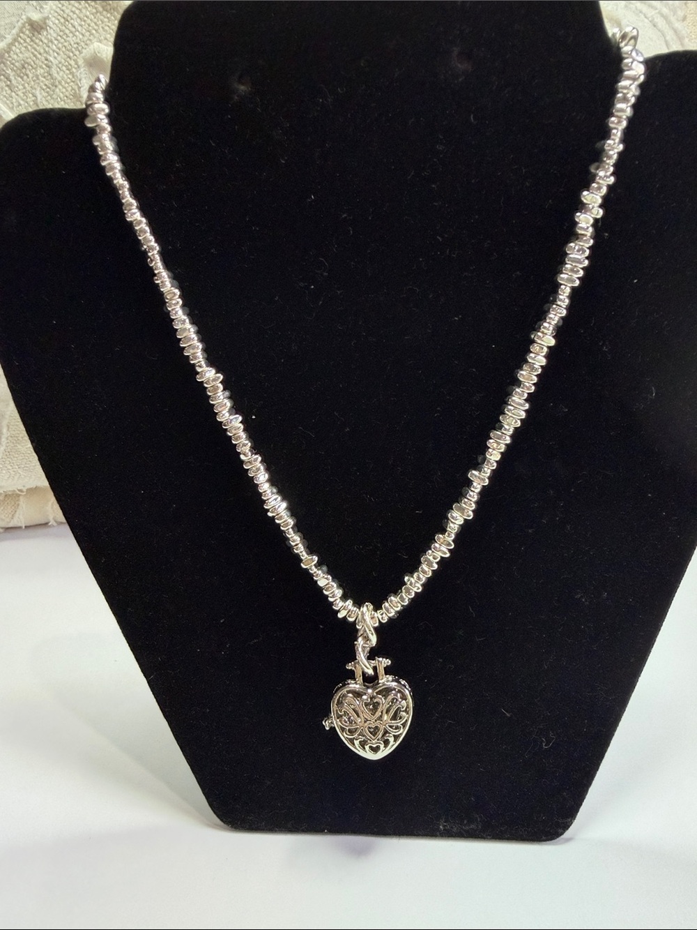 Brighton Silver Locket Heart Filigree Pendant Necklace - Women's Jewelry